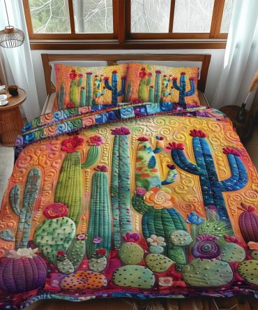Flora Cactus 3-Piece Quilted Bedding Set