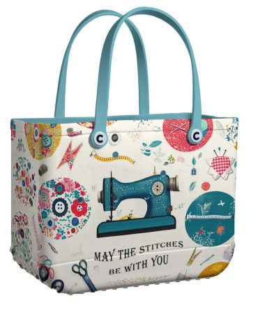 Quirky Sewing Machine Tote Bag – 'May The Stitches Be With You' Design – Perfect Craft Lover Gift