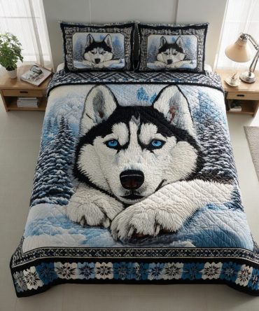 Arctic Husky Dream 3-Piece Quilted Bedding Set