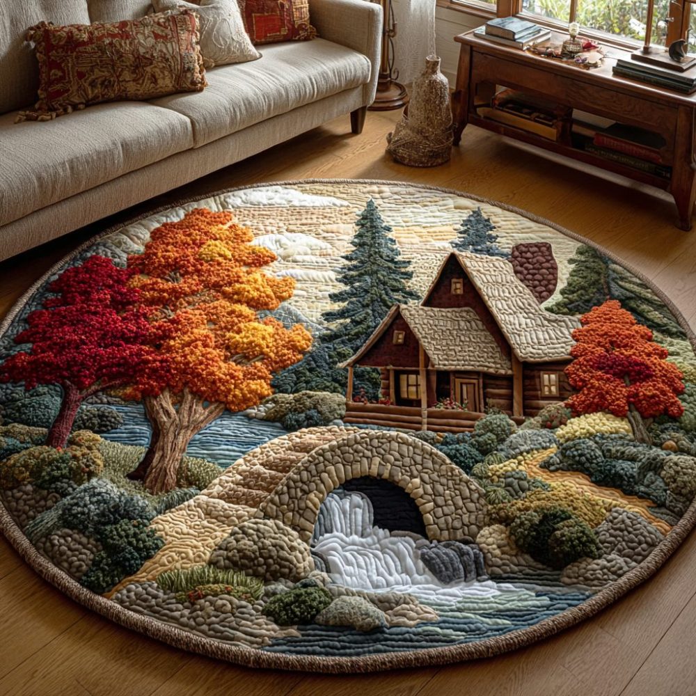 Woodland Rustic Shade Quilted Round Mat