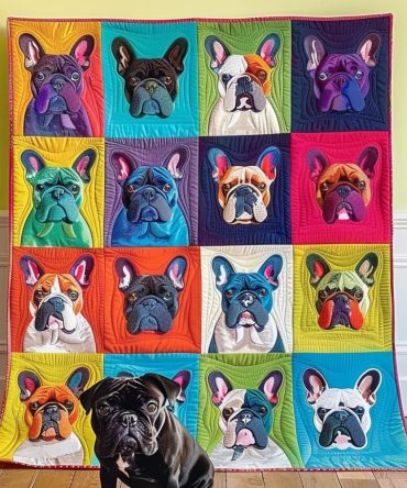 Charming French Bulldog Quilted Blanket