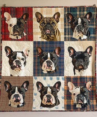 French Bulldog Patterned Quilted Blanket