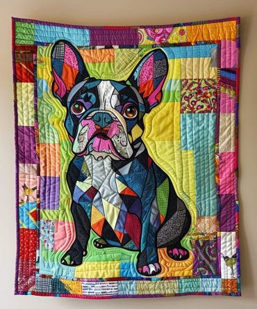 Whimsical French Bulldog Quilted Blanket