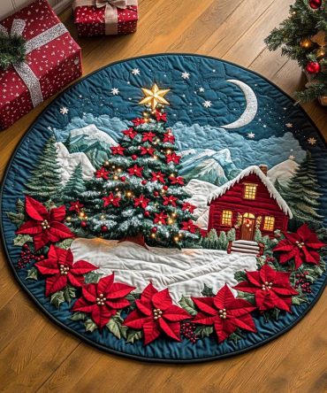 Midnight Mountain Haven Quilted Round Mat