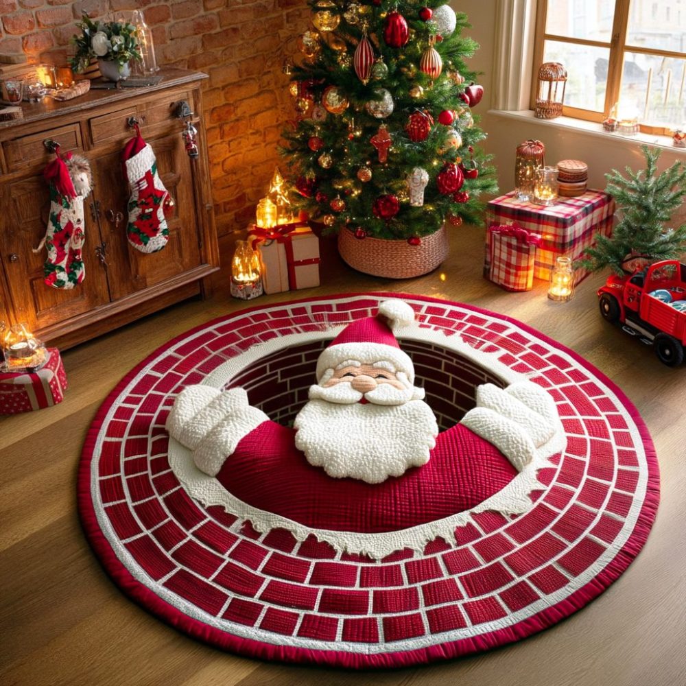 Santa Night Quilted Round Mat - Image 3