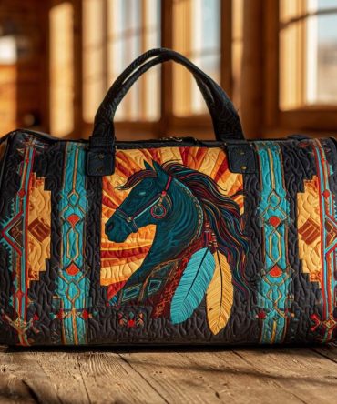Sunrise Horse Quilted Duffle Bag - Unique Equestrian Travel Bag for Adventurers
