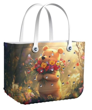 Charming Bear & Flowers Tote Bag - Cute And Stylish For Everyday Use