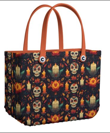 Bucket Tote Bag, Limited Edition Bogg Bag, Beach Bag Inferno Skull