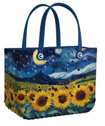 Bucket Tote Bag, Limited Edition Bogg Bag, Beach Bag Starry Night Sunflower