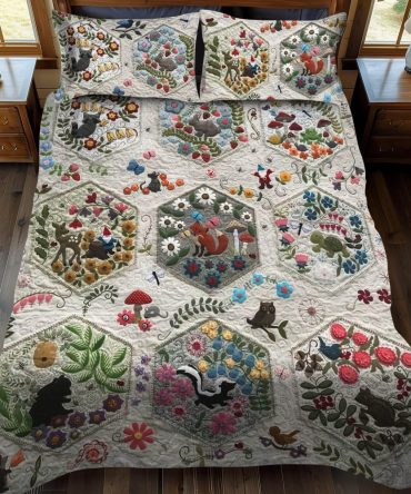 Woodland Whimsy Animals 3-Piece Quilted Bedding Set
