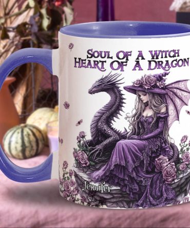 Soul Of A Witch Heart Of A Dragon - Personalized Dragon Accent Mug