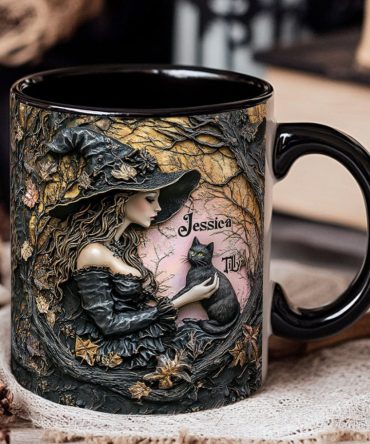 A Witch And Her Black Cat It'S A Beautiful Thing - Personalized Witch Accent Mug