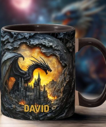 Dragons With Castle - Personalized Dragon Accent Mug
