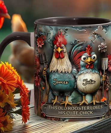 This Old Rooster Loves His Cute Chick - Personalized Chicken Accent Mug