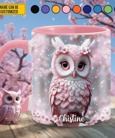 Pink Owl - Personalized Owl Accent Mug