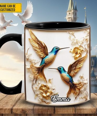 Personalized Beautiful Hummingbird Accent Mug