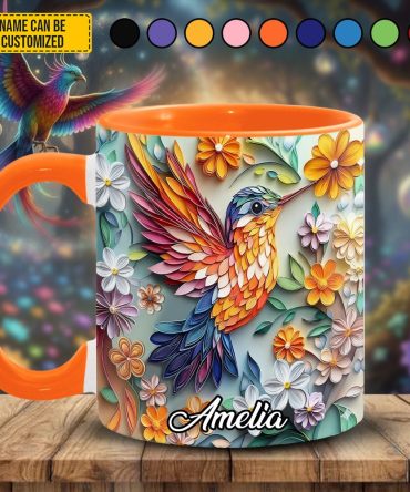 Personalized Colorful Hummingbird Accent Mug