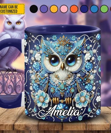 Personalized Crystal Blue Owl Accent Mug