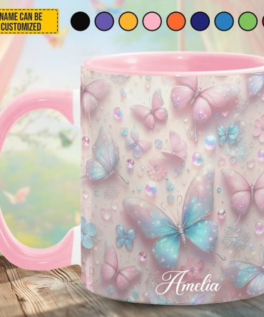 Personalized Colorful Butterflies Accent Mug