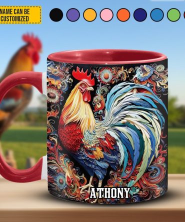 Personalized Rooster Accent Mug