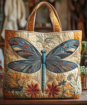 Amber Garden Bloom Quilted Tote Bag