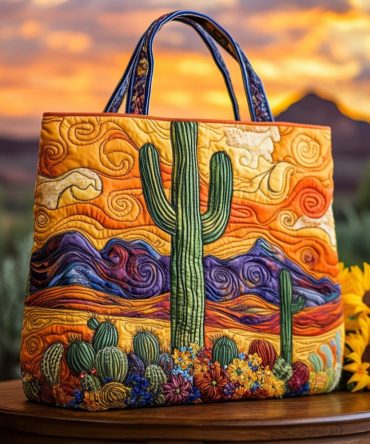 Amber Horizon Quilted Tote Bag