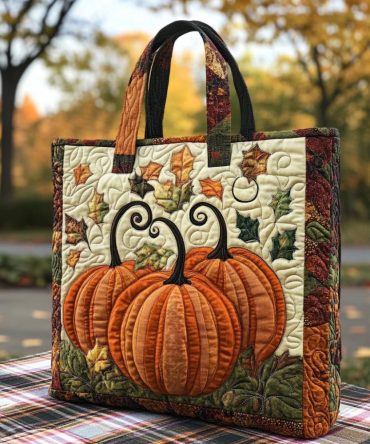 Amber Pumpkin Quilted Tote Bag