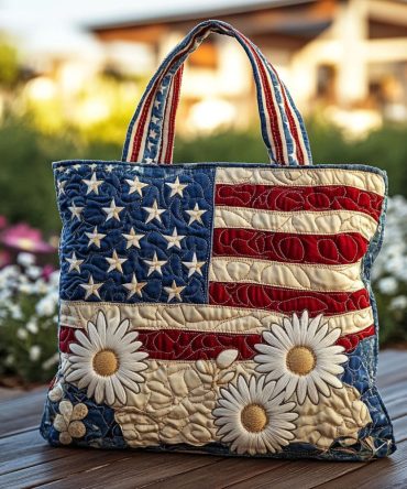 America In Bloom Quilted Tote Bag