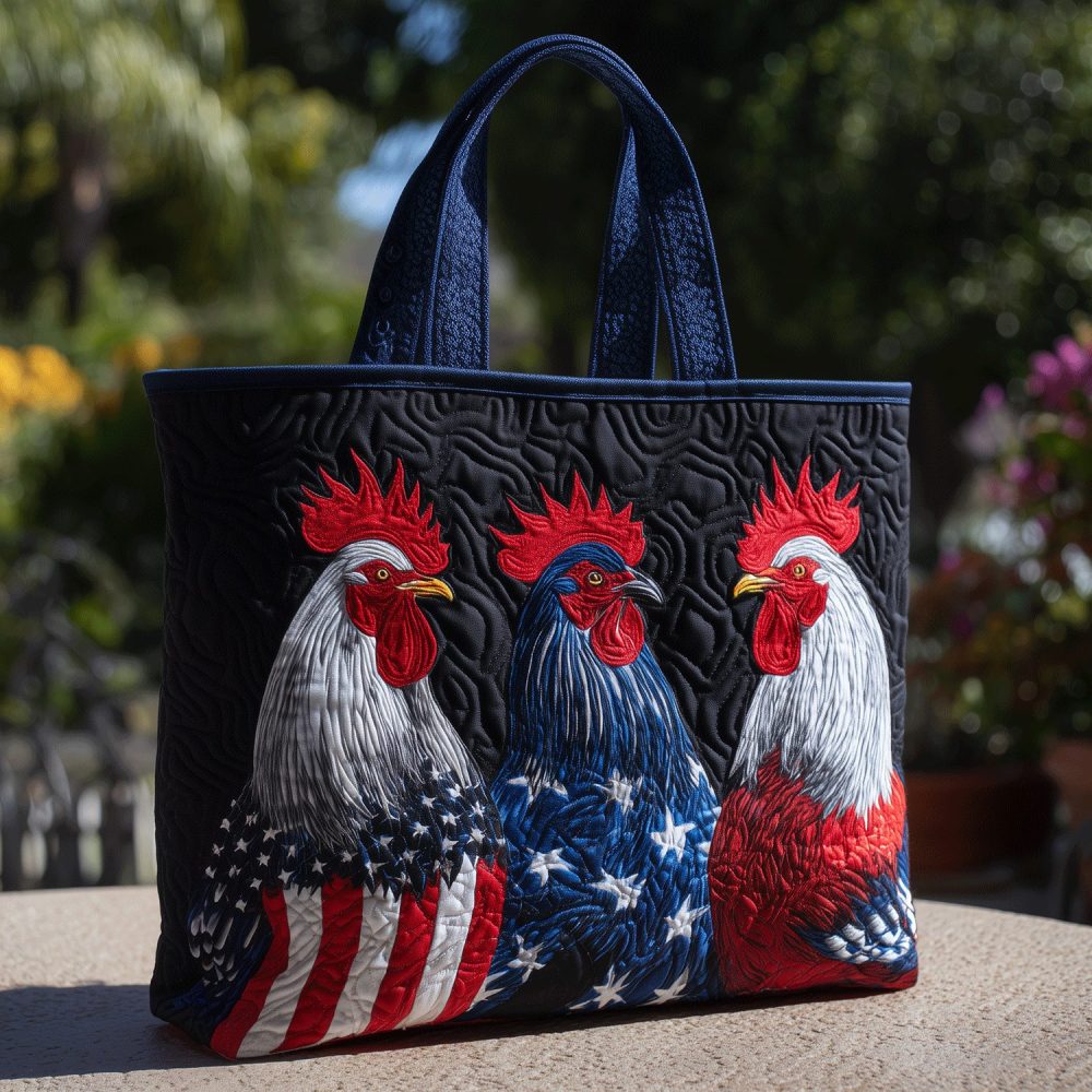 American Heritage Rooster Quilted Tote Bag