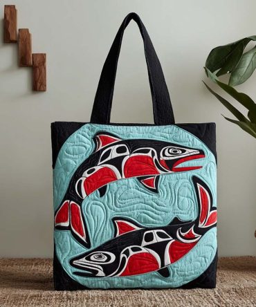 Aqua Flow Quilted Tote Bag