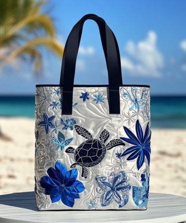Aqua Journey Quilted Tote Bag