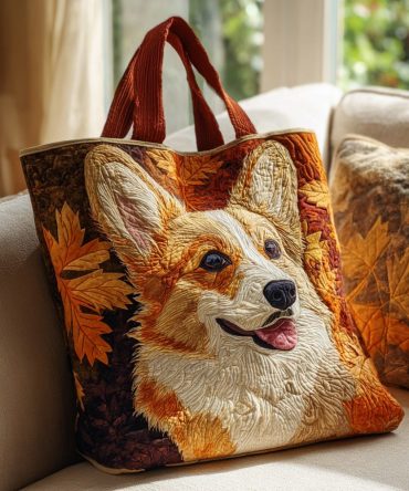Autumn Corgi Quilted Tote Bag