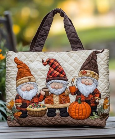 Autumn Gnome Quilted Tote Bag