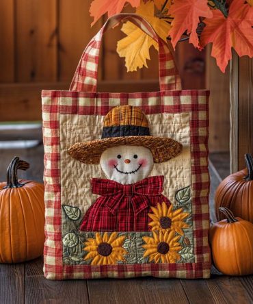 Autumn Grin Quilted Tote Bag