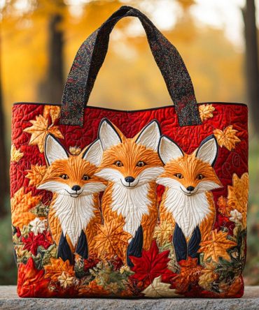 Autumn Leaf Fox Quilted Tote Bag
