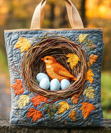 Autumn Nest Quilted Tote Bag