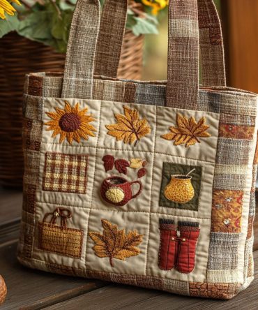 Autumn Pathways Quilted Tote Bag