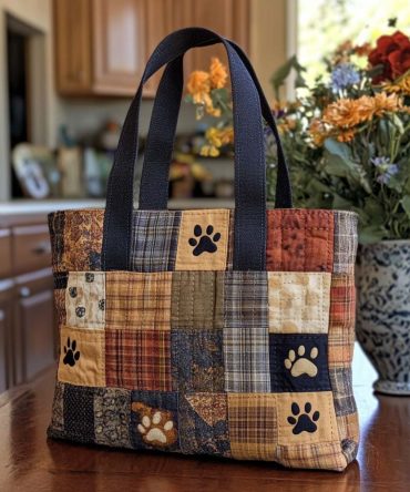 Autumn Paw Patch Quilted Tote Bag