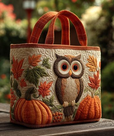 Autumn Perch Quilted Tote Bag