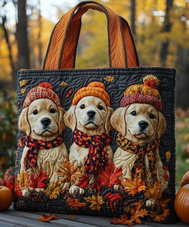 Autumn Pups Quilted Tote Bag