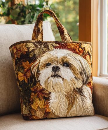 Autumn Shih Tzu Quilted Tote Bag