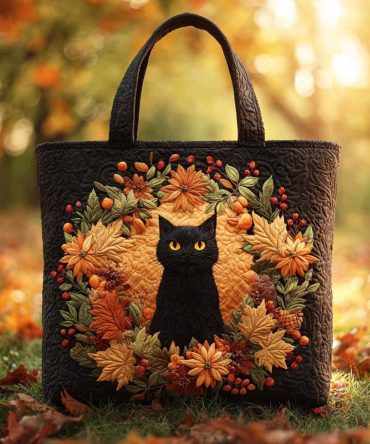 Autumn Whiskers Quilted Tote Bag
