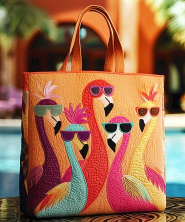 Beach Birds Quilted Tote Bag