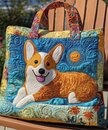 Beach Bum Corgi Quilted Tote Bag
