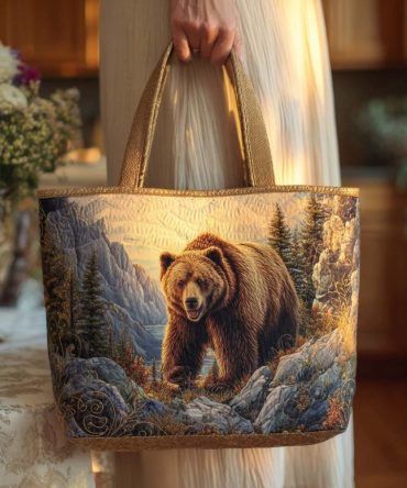 Bear Forest Charm Quilted Tote Bag