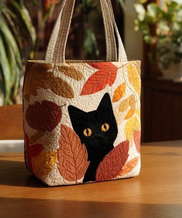 Black Purrfection Quilted Tote Bag