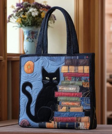 Black Velvet Paw Quilted Tote Bag