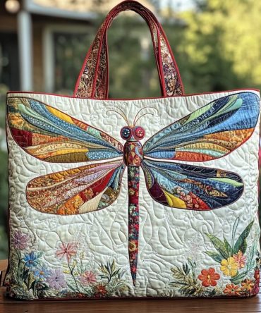 Bloom Dragonfly Quilted Tote Bag