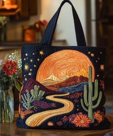 Blooming Cactus Joy Quilted Tote Bag
