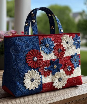Blooming Freedom Quilted Tote Bag